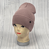 М 89073. Шапка подвійна з отворотом для дівчат, різні кольори, 4-12 років, фото 5