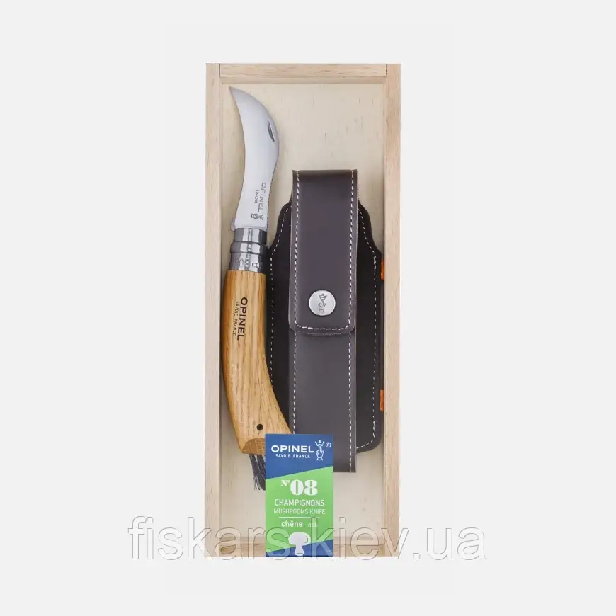 Ніж для грибів з чохлом Opinel Mushroom No.08 VRI Oak Gift Box (001327)