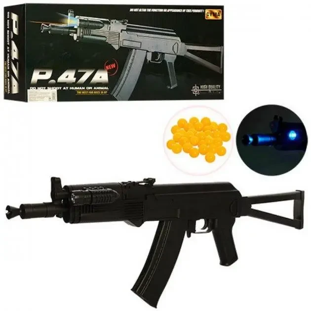 Дитячий автомат Калашнікова на кульках   з лазером та ліхтариком, CYMA P.47A, фото 1