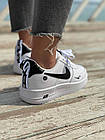 Жіночі кросівки Nike Air Force 1 Low білі з чорним Найк Аір Форс шкіряні, фото 3