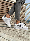 Жіночі кросівки Nike Air Force 1 Low білі з чорним Найк Аір Форс шкіряні, фото 2