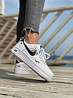 Жіночі кросівки Nike Air Force 1 Low білі з чорним Найк Аір Форс шкіряні, фото 5