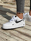 Жіночі кросівки Nike Air Force 1 Low білі з чорним Найк Аір Форс шкіряні, фото 6