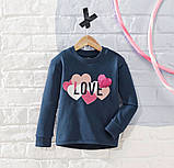 Синій джемпер світшот Lupilu дівчинки 2-4 років - р.98-104, серце з паєтками, фото 3