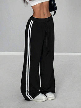 Штани жіночі стильні з тринитки на флісі з лампасами (Норма та напівбатал)