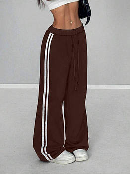 Штани жіночі стильні з тринитки на флісі з лампасами (Норма та напівбатал)