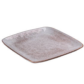 Тарілка плоска квадратна з порцеляни 26.5 см бежева HP631