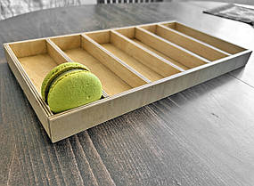 Підставка під макаруни на 6 рядків по 18 см, підставка з дерева для презентації макарон у вітринах (19х38х3 см), фото 3