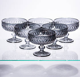 Набір креманок на ніжці 6 шт 300 (мл) Сірий HP-19-118