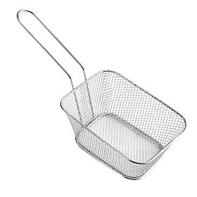Кошик сервірувальний для картоплі фрі та снеків 14×10×6 см Сріблястий HP-19-8