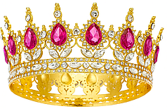 Корона металева 008 золота з яскраво-рожевим камінням