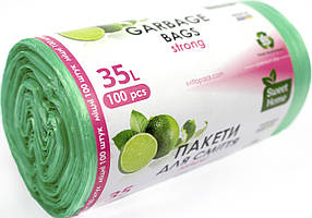 Пакети для сміття "Sweet home/Anna Zaradna" 35л 100шт міцні,зелені №4123(35)