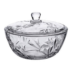 Салатниця скляна з кришкою 24 см під кришталь HP-YH-62