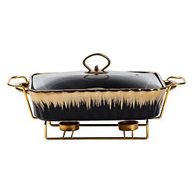 Настільний марміт для підігріву других страв 1,5-літровий квадратний порцелянаовий марміт HP1047