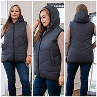 Женская удлиненная жилетка большие размеры на молнии р -44-70 красивый женский жилет- безрукавка женская