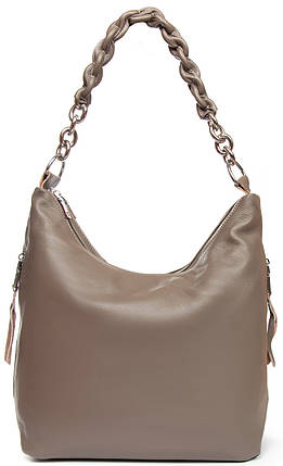 Сумка мішок класична жіноча шкіряна сіра на плече на два відділи на змійках зверху Alex Rai 8087-9, фото 1