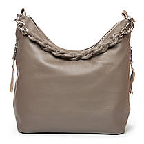 Сумка мішок класична жіноча шкіряна сіра на плече на два відділи на змійках зверху Alex Rai 8087-9, фото 2