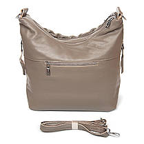 Сумка мішок класична жіноча шкіряна сіра на плече на два відділи на змійках зверху Alex Rai 8087-9, фото 5