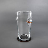 Келих для пива з кулею в дерев'яній подарунковій упаковці / Пивний келих скляний 500 мл. в подарунок чоловікові