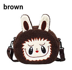 Дитячя хутрова сумочка 1 шт/уп 26*29*11 ЛАБУБУ КОРИЧНЕВА