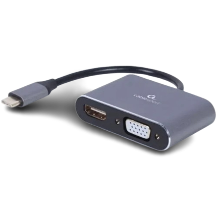 Адаптер Cablexpert VGA - USB Type-C (F/M) 0.15m Black (A-USB3C-VGA-01), фото 1