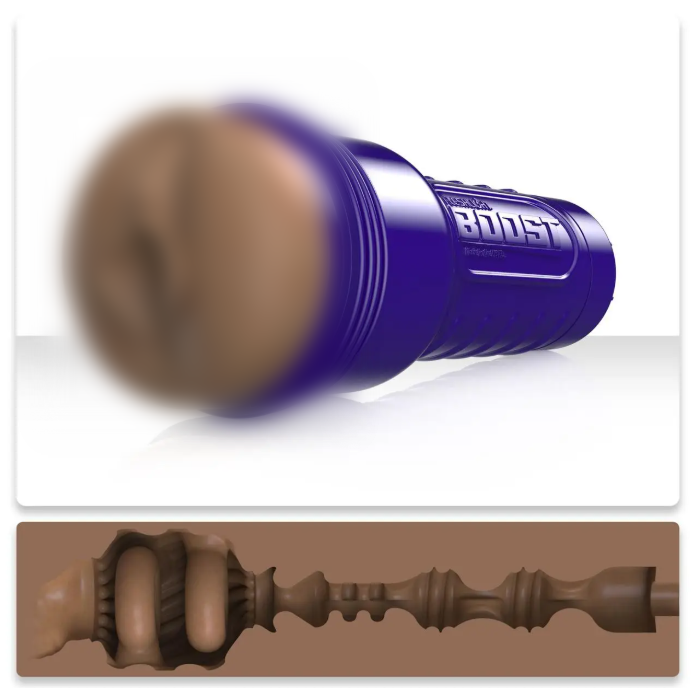 Мастурбатор-вагіна Fleshlight Boost Bang Medium Dark Flesh, плаваючі кільця Turbo Tech, фото 1