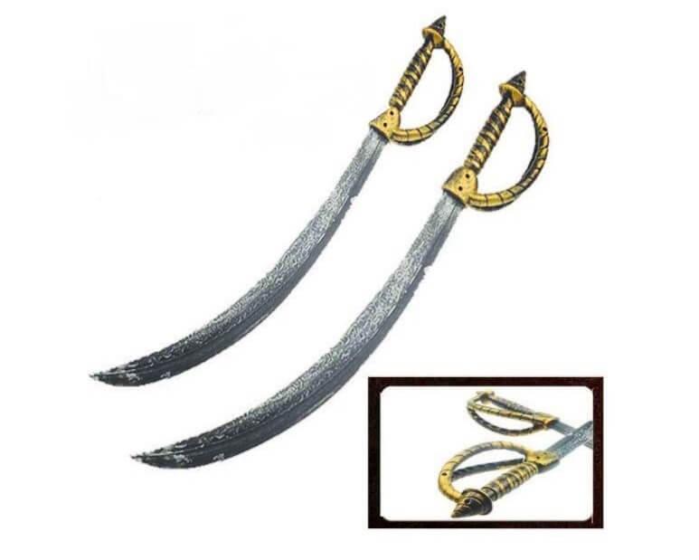 Набір 2 Шаблі довгі 65 см із подвійним ефесом рукоятки. Старовинна Бронза, Пластик, фото 1