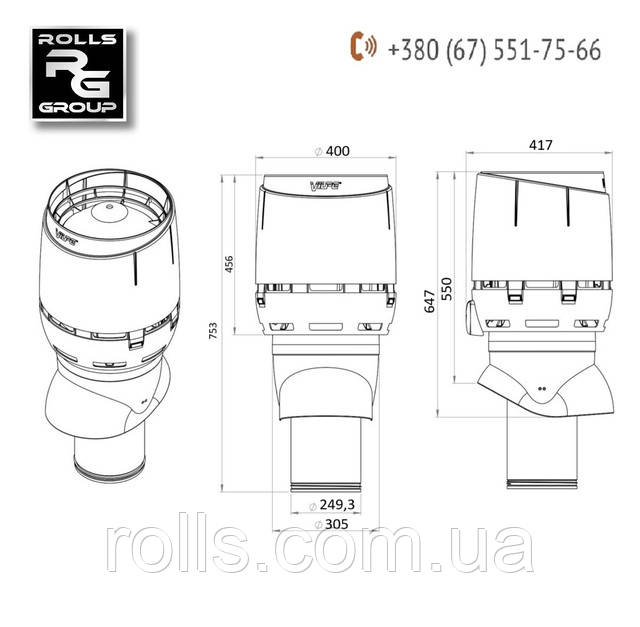 Вентиляційний вихід 250, FLOW P-250 XL, 250/І3/500 FLOW