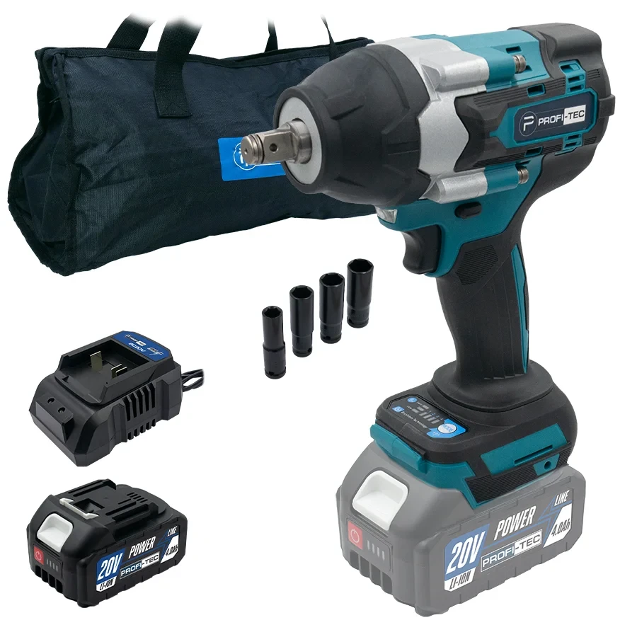 Акумуляторний гайковерт PROFI-TEC DTW800BL POWERLine (1×PT2040MP (4.0 Аг), зарядний пристрій)