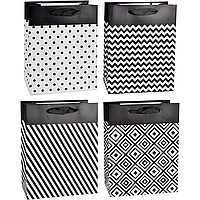 Подарунковий пакет чорно-білий асорті S (18x23x8см) 12 шт.