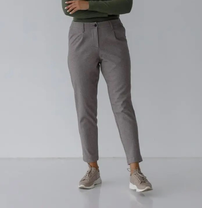 Жіночі вовняні штани сірі батал, фото 1