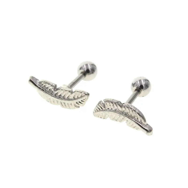 Сережка на хрящ з листям сережки-гвоздики у вигляді листочка 1шт, фото 1