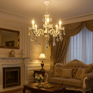 Класична люстра-свічка на 5 лампочок колір каркасу білий PM-P5-NH6141/5WG