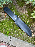 Бойовий ніж ручної роботи із ламінованої дамаської сталі «Фінка #6» зі шкіряними піхвами 60-61 HRC., фото 7