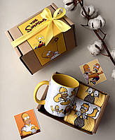 Подарочный набор носков Симпсоны с чашкой, Мужские носки с рисунками 39-45, Оригинальный подарок