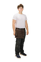 Короткий фартух офіціанта коричневий з кишенями (поясний, для кафе/ресторану), фото 2