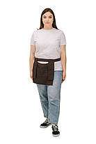 Короткий фартух офіціанта коричневий з кишенями (поясний, для кафе/ресторану), фото 3