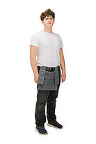 Короткий фартух офіціанта сірий з кишенями (поясний, для кафе/ресторану), фото 2
