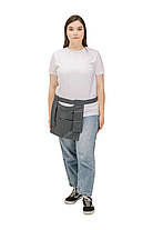 Короткий фартух офіціанта сірий з кишенями (поясний, для кафе/ресторану), фото 3