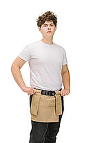 Короткий фартух офіціанта бежевий з кишенями (поясний, для кафе/ресторану), фото 2