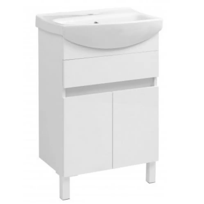 Тумба підлогова"Лайт 60 " з умивальником "Церсанія 60", біла для ванної кімнати, фото 1