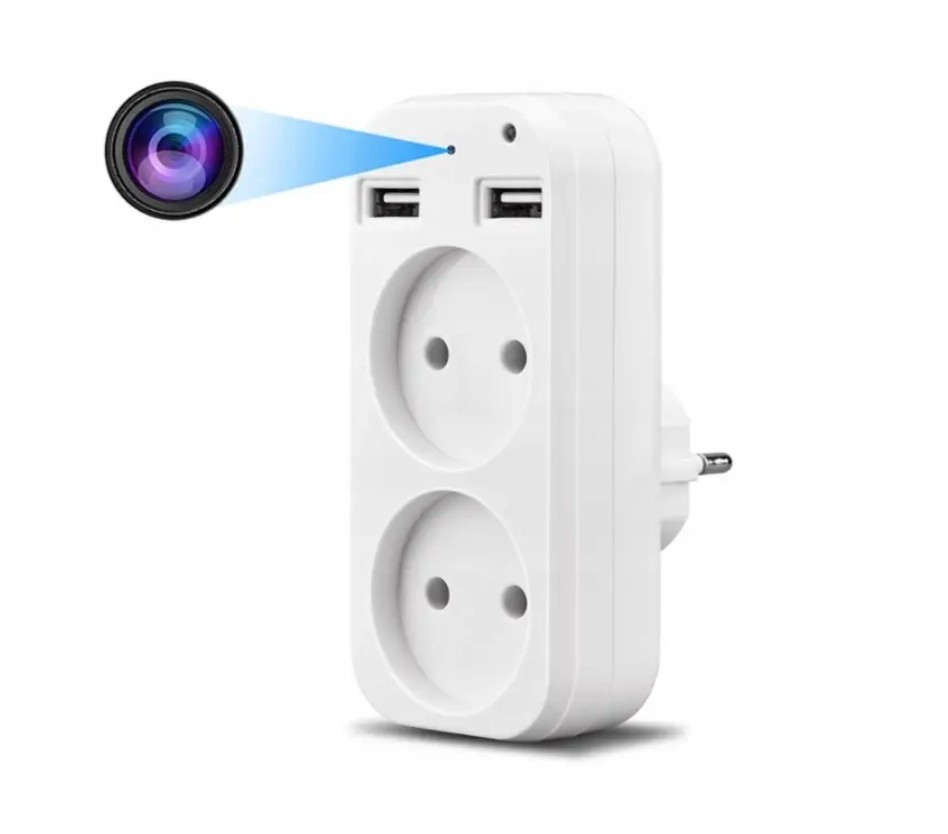 Міні WiFi камера Spreest WF-ES56 відеоспостереження з датчиком руху Full HD прихована розетка з USB портами біла 50x113x30 мм, фото 1