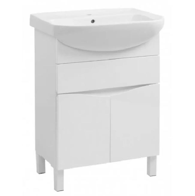 Тумба підлогова "Марсель New-60" з умивальником "Proxy 60", біла для ванної кімнати, фото 1