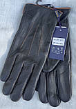 Чоловічі шкіряні рукавички (оленька шкіра) з вовняною підкладкою, фото 2
