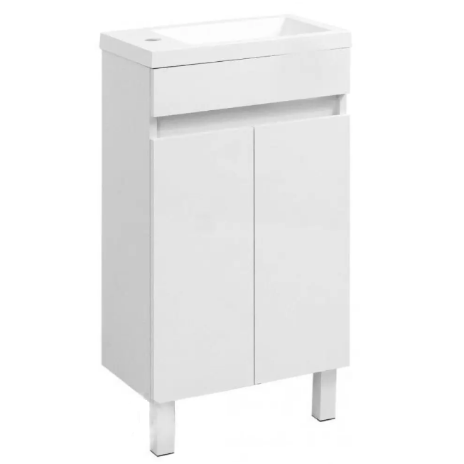 Тумба підлогова "Лайт 45 " БШ з умивальником "Elit 45", біла для ванної кімнати, фото 1