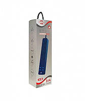 Мережевий подовжувач IQ Power TB-T08 на 3 розетки, 4 USB 2м