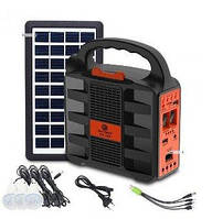 Ліхтар Easy Power EP-396 Bluetooth із сонячною панеллю/радіо/MP3 плеєр/функцією повербанку та 3 лампочками Чорно-жовтогарячий