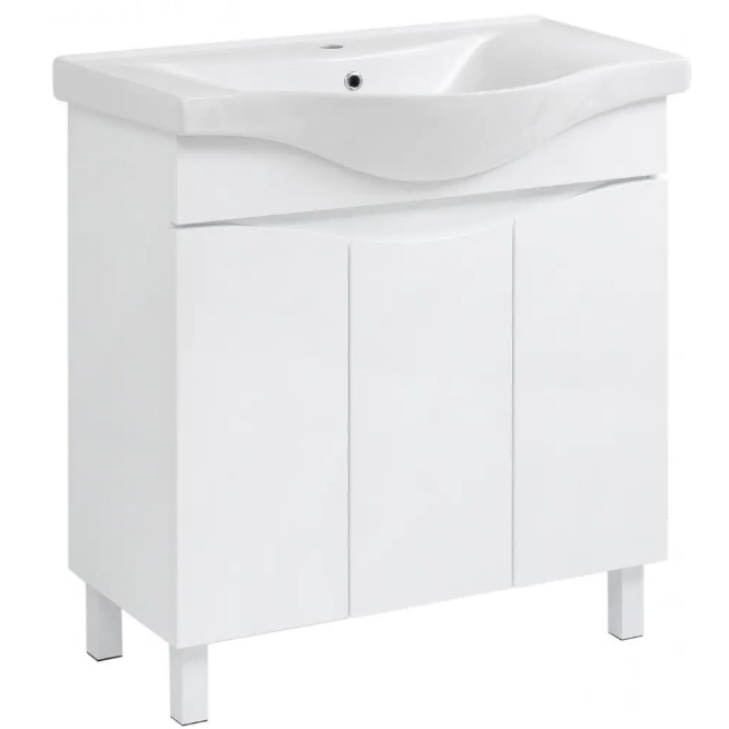 Тумба підлогова "Марсель 75" з умивальником "Basic- 75"", біла для ванної кімнати, фото 1