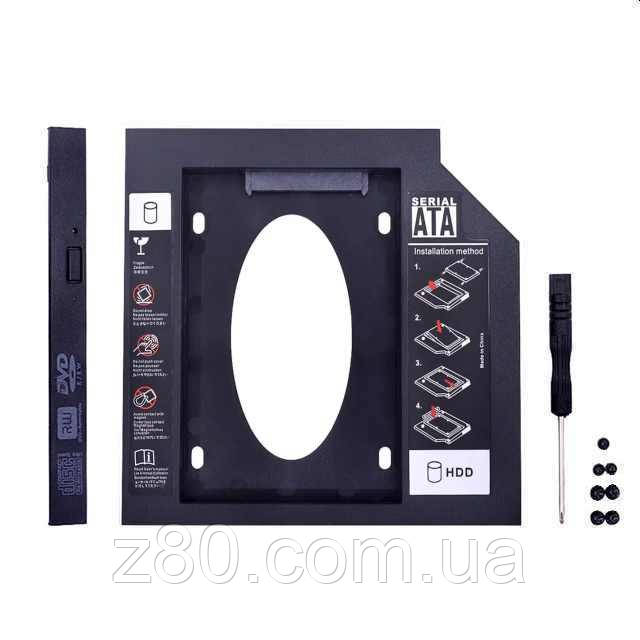 Кишеня перехідник другого HDD2.5 SATA3.0 оптібей 12,7 мм optibay caddy пластик, фото 1