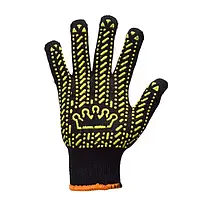 Рукавички робочі захисні трикотажні чорні з ПВХ крапкою